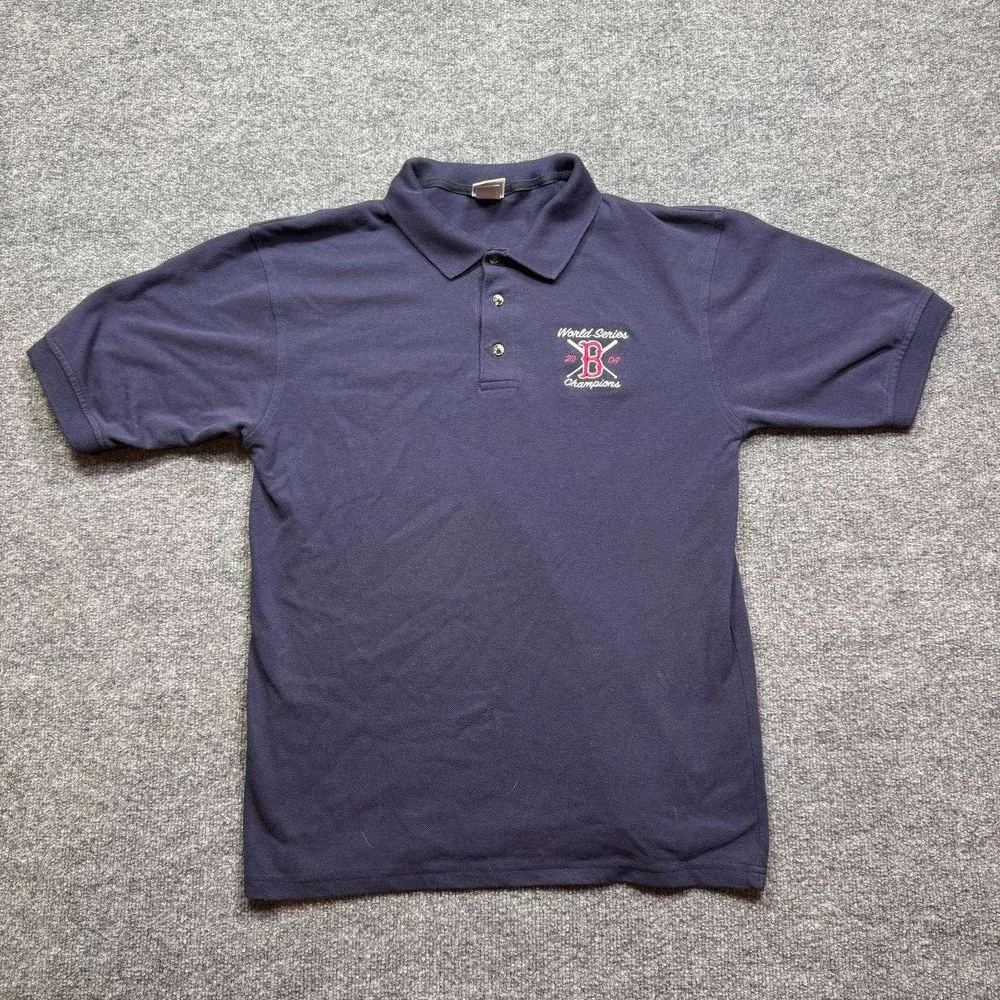 True Fan Boston‎ Red Sox Polo Shirt Mens M Navy World Series 2004 Champions MLB